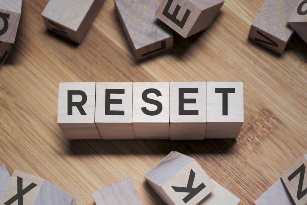 Reset Word In Wooden Cube