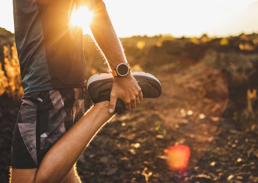 A running person on a sunset in rest